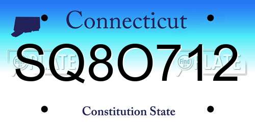SQ8O712 Connecticut License Plate