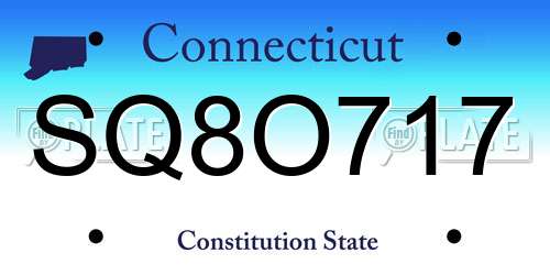 SQ8O717 Connecticut License Plate
