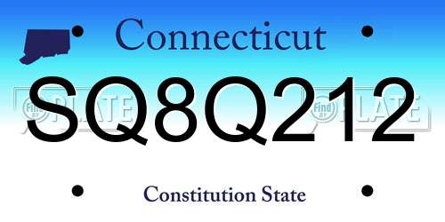 SQ8Q212 Connecticut License Plate