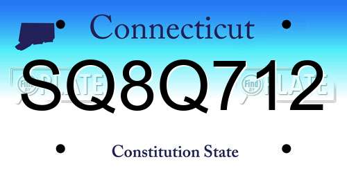 SQ8Q712 Connecticut License Plate