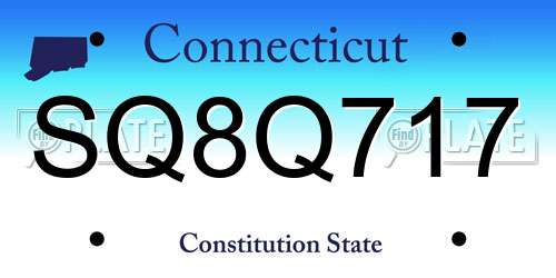 SQ8Q717 Connecticut License Plate