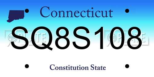SQ8S108 Connecticut License Plate