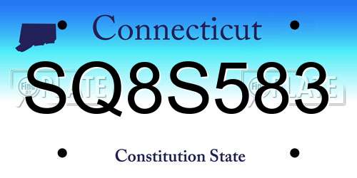 SQ8S583 Connecticut License Plate