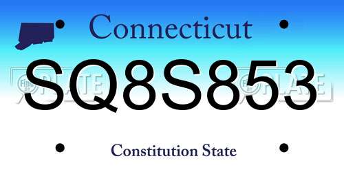 SQ8S853 Connecticut License Plate