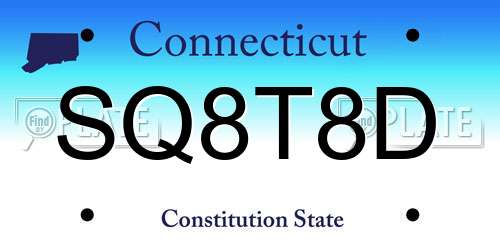SQ8T8D Connecticut License Plate