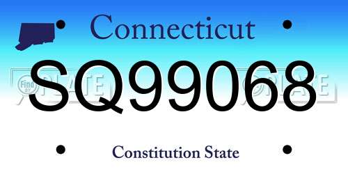 SQ99068 Connecticut License Plate