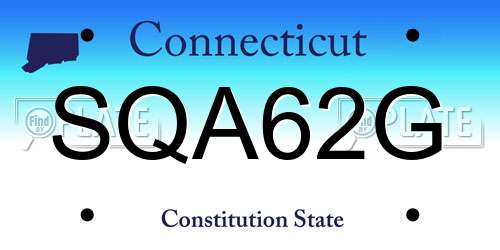 SQA62G Connecticut License Plate