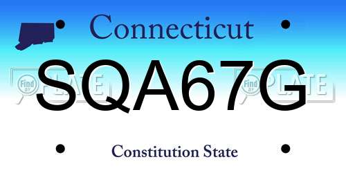 SQA67G Connecticut License Plate