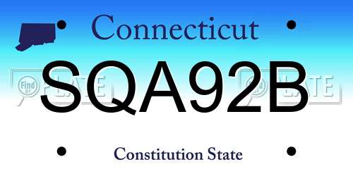 SQA92B Connecticut License Plate