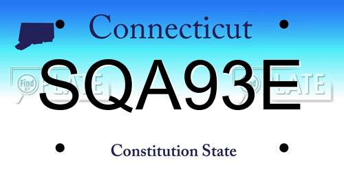 SQA93E Connecticut License Plate