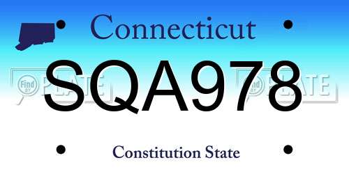 SQA978 Connecticut License Plate