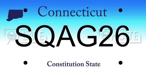 SQAG26 Connecticut License Plate