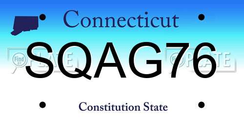 SQAG76 Connecticut License Plate