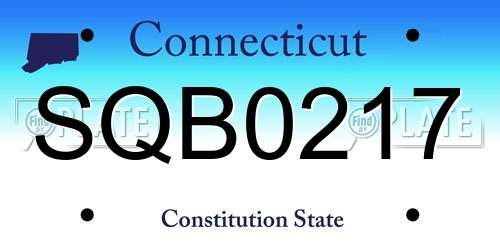 SQB0217 Connecticut License Plate