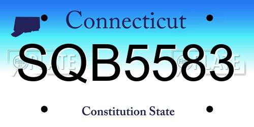 SQB5583 Connecticut License Plate