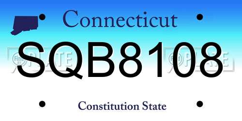 SQB8108 Connecticut License Plate
