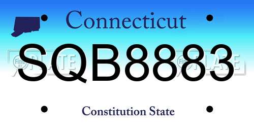 SQB8883 Connecticut License Plate