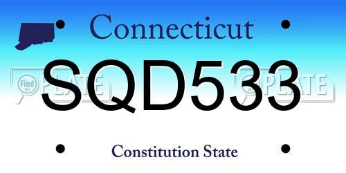 SQD533 Connecticut License Plate