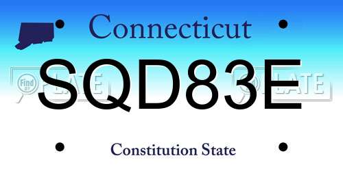SQD83E Connecticut License Plate