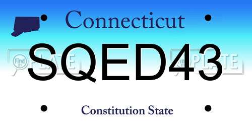 SQED43 Connecticut License Plate
