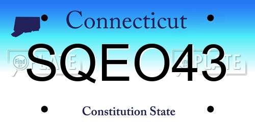 SQEO43 Connecticut License Plate