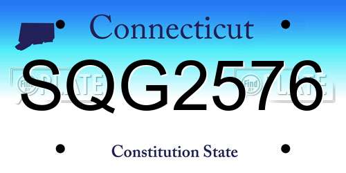 SQG2576 Connecticut License Plate