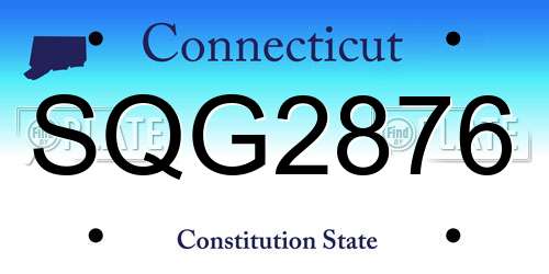 SQG2876 Connecticut License Plate