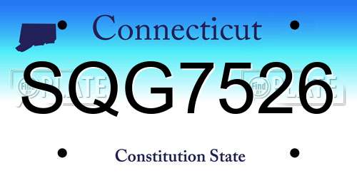 SQG7526 Connecticut License Plate
