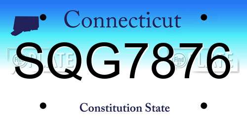 SQG7876 Connecticut License Plate
