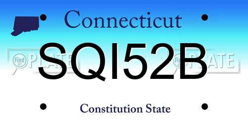 SQI52B Connecticut License Plate