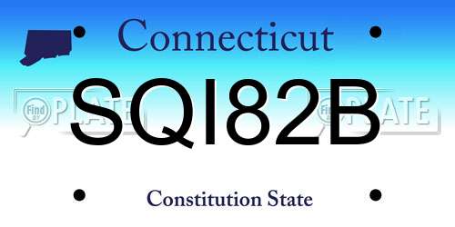 SQI82B Connecticut License Plate