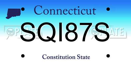 SQI87S Connecticut License Plate