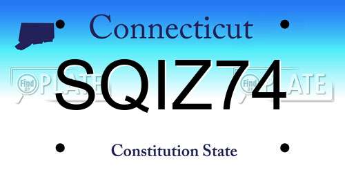 SQIZ74 Connecticut License Plate