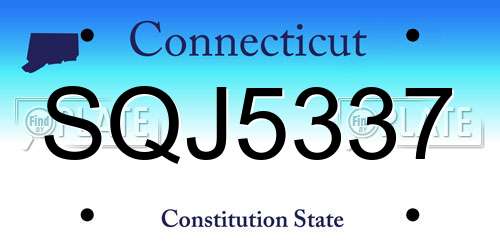 SQJ5337 Connecticut License Plate