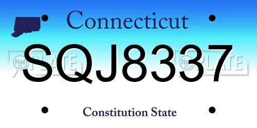 SQJ8337 Connecticut License Plate
