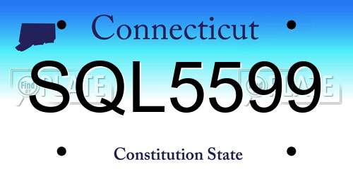 SQL5599 Connecticut License Plate