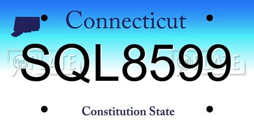 SQL8599 Connecticut License Plate