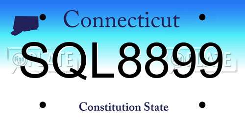 SQL8899 Connecticut License Plate