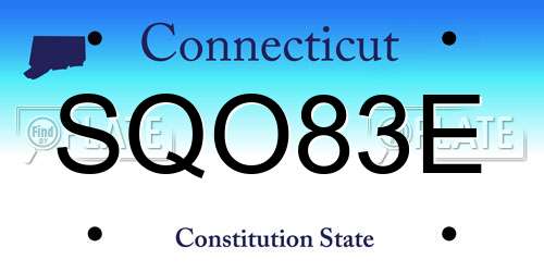 SQO83E Connecticut License Plate