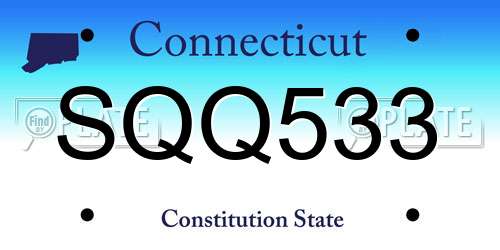 SQQ533 Connecticut License Plate