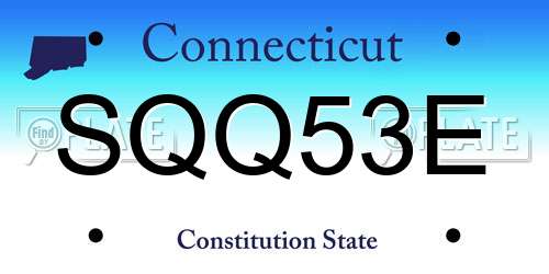 SQQ53E Connecticut License Plate