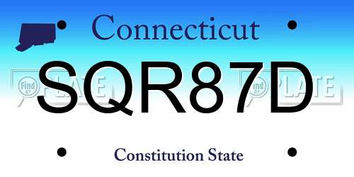 SQR87D Connecticut License Plate