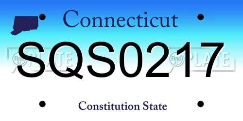 SQS0217 Connecticut License Plate