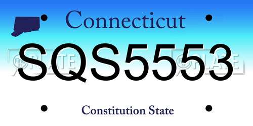 SQS5553 Connecticut License Plate