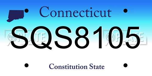 SQS8105 Connecticut License Plate