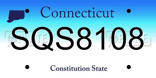 SQS8108 Connecticut License Plate