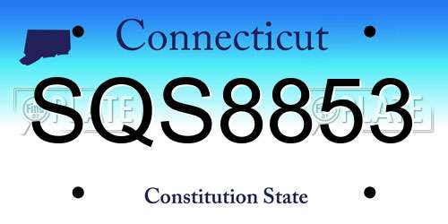 SQS8853 Connecticut License Plate