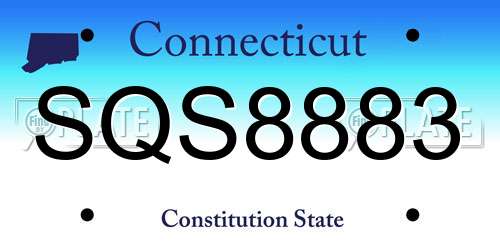 SQS8883 Connecticut License Plate