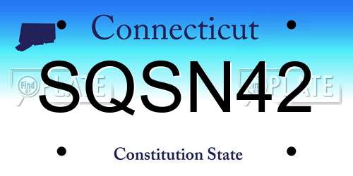 SQSN42 Connecticut License Plate