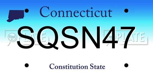 SQSN47 Connecticut License Plate